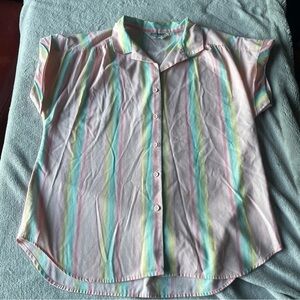 Judy BondPastel Striped Shirt 1970’s VTG Sz 16